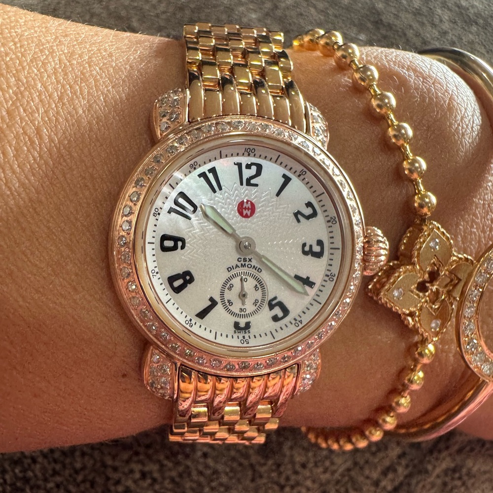 $3900 Stunning Michele CSX Diamond Rose Gold Watch 26mm Excellent Condition - Picture 2 of 16